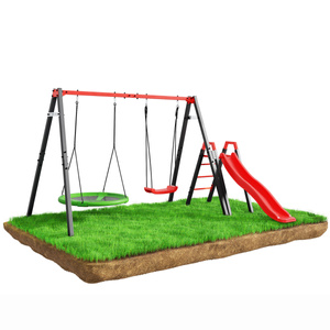 Modułowa huśtawka ogrodowa ze zjeżdżalnią bocianie gniazdo KSOZ021