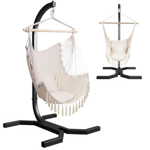 STELAŻ KOKON KRZESŁO Brazylijskie BEŻOWE BOHO Wygodne, FOTEL WISZĄCY KSOZ025C