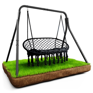 Huśtawka ogrodowa dwuosobowa makramowe siedzisko z poduszką KSOZ028